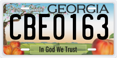 GA license plate CBE0163