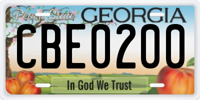 GA license plate CBE0200