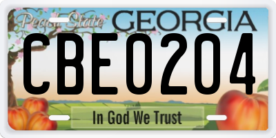 GA license plate CBE0204