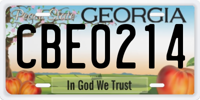 GA license plate CBE0214