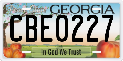 GA license plate CBE0227