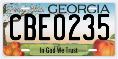 GA license plate CBE0235