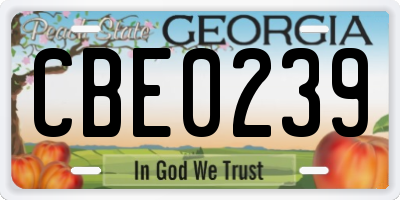 GA license plate CBE0239