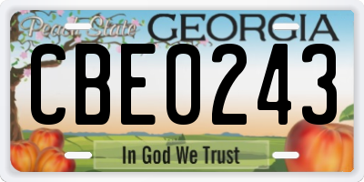 GA license plate CBE0243