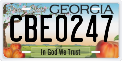 GA license plate CBE0247