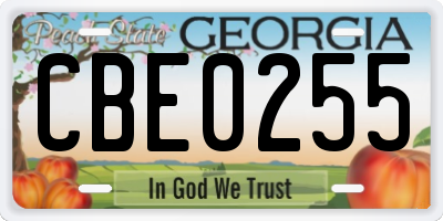 GA license plate CBE0255