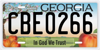 GA license plate CBE0266