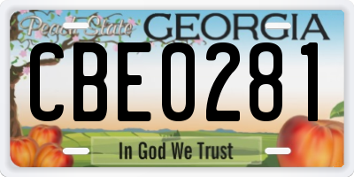 GA license plate CBE0281