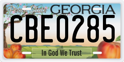 GA license plate CBE0285