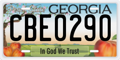 GA license plate CBE0290