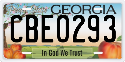 GA license plate CBE0293