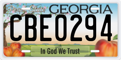 GA license plate CBE0294