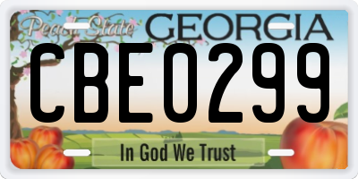 GA license plate CBE0299
