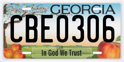 GA license plate CBE0306