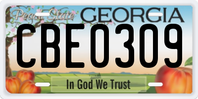 GA license plate CBE0309