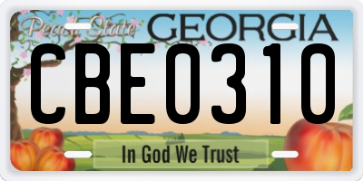 GA license plate CBE0310