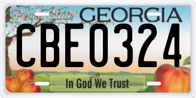 GA license plate CBE0324