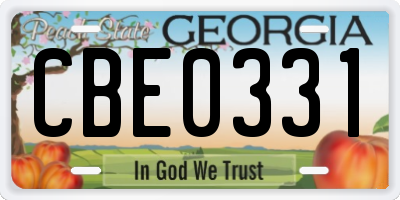 GA license plate CBE0331