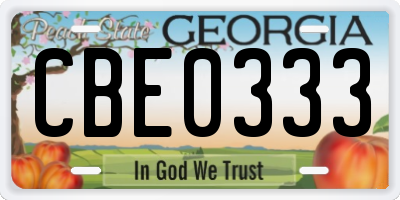 GA license plate CBE0333