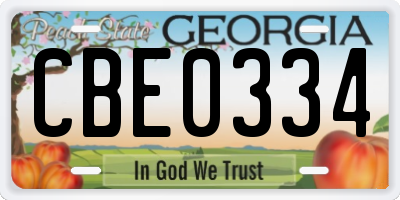GA license plate CBE0334