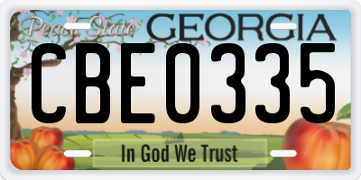 GA license plate CBE0335