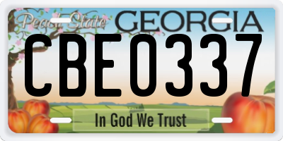 GA license plate CBE0337