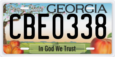 GA license plate CBE0338