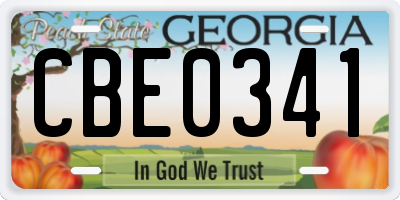 GA license plate CBE0341