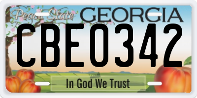 GA license plate CBE0342