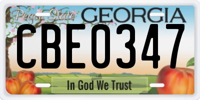GA license plate CBE0347
