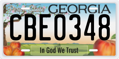 GA license plate CBE0348