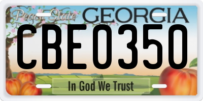GA license plate CBE0350