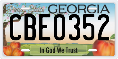GA license plate CBE0352