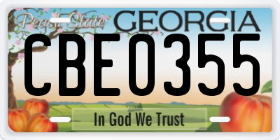 GA license plate CBE0355