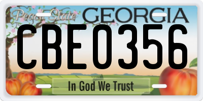 GA license plate CBE0356