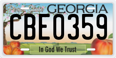 GA license plate CBE0359