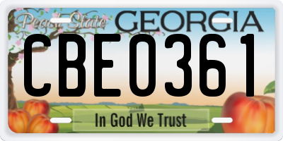GA license plate CBE0361