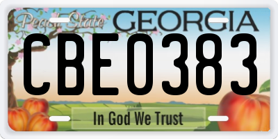 GA license plate CBE0383