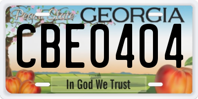 GA license plate CBE0404