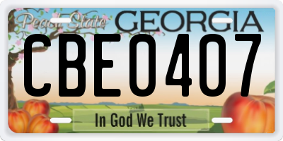 GA license plate CBE0407