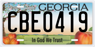 GA license plate CBE0419