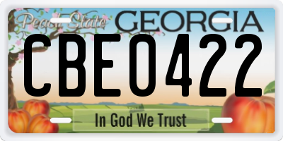 GA license plate CBE0422