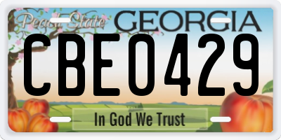 GA license plate CBE0429