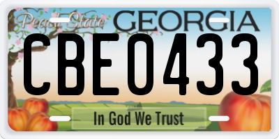 GA license plate CBE0433