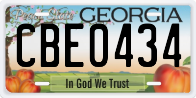 GA license plate CBE0434