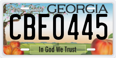 GA license plate CBE0445