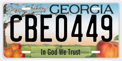 GA license plate CBE0449