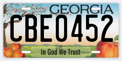 GA license plate CBE0452