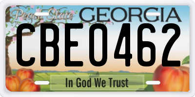 GA license plate CBE0462