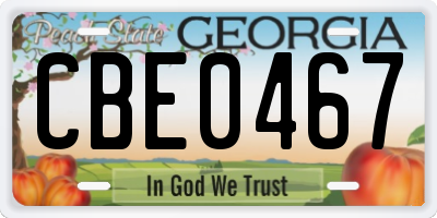 GA license plate CBE0467